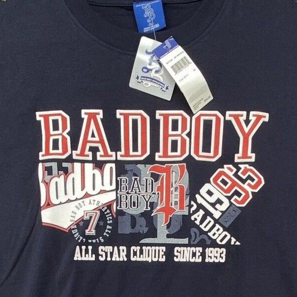 Bad Boy Athletics Shirt Men's XL Blue 1990's USA Made 3D Graphic Vintage Y2K - Picture 2 of 9